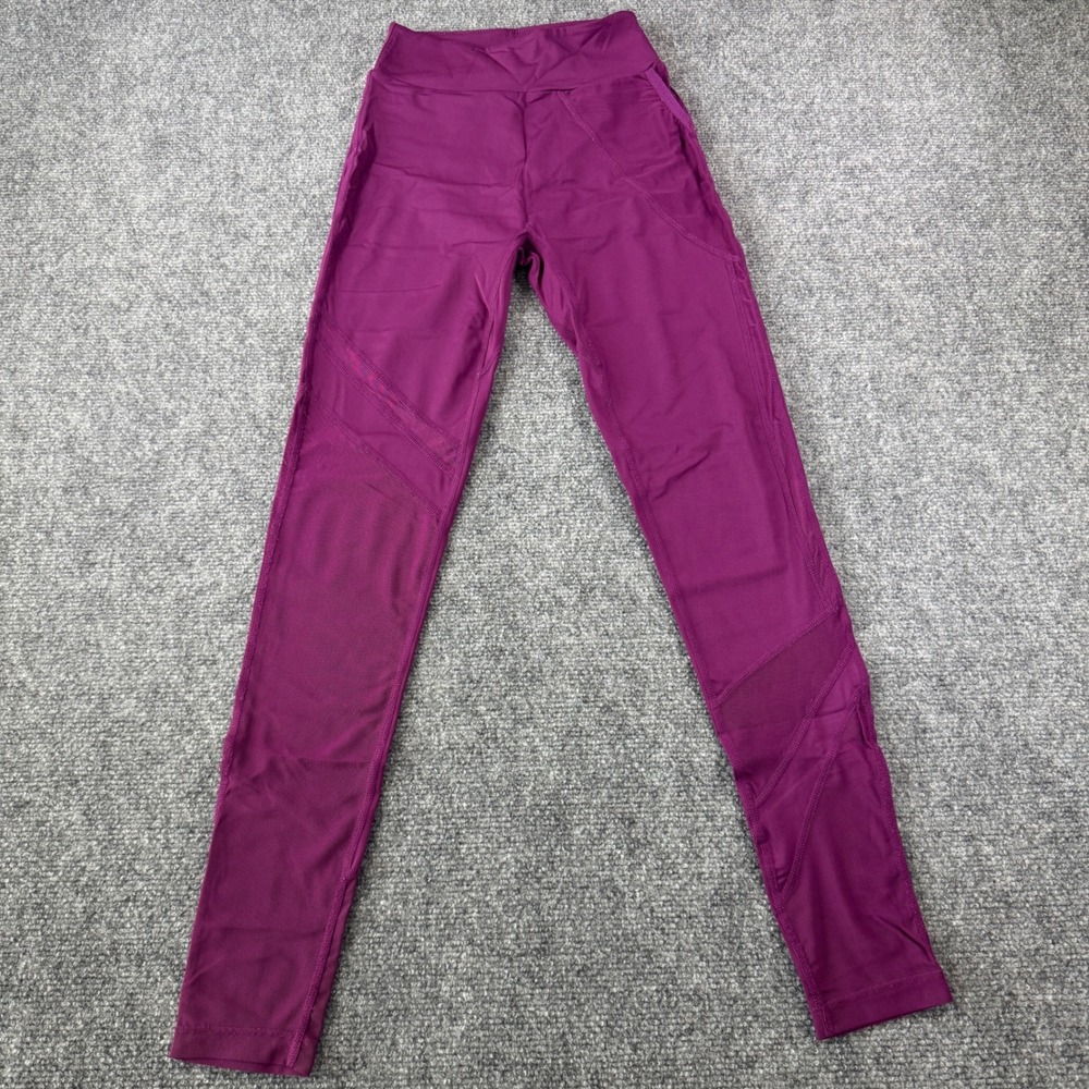 Gymshark Leggings Purple Mesh Panel Side Pocket High Rise Size M Athleisure